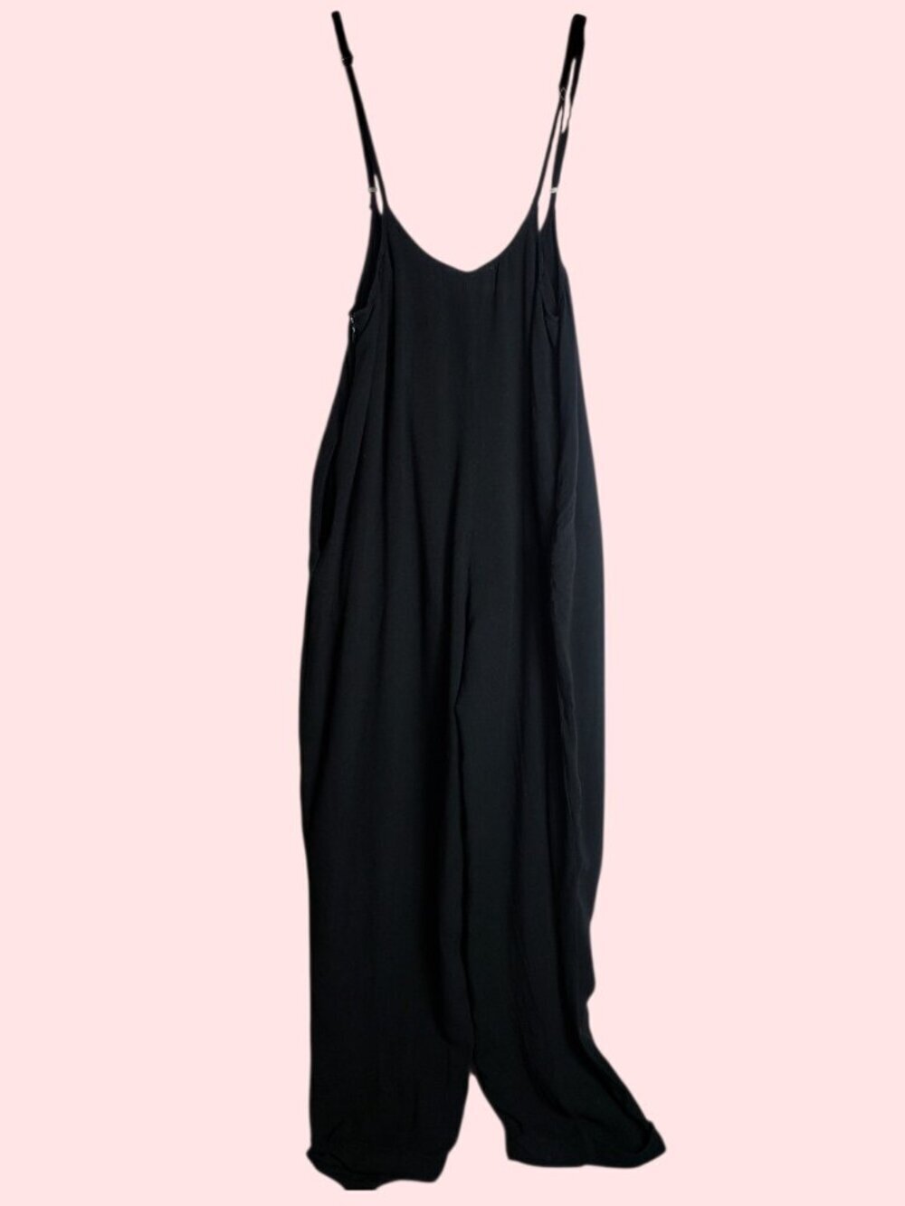 Illa Ila Wide-Leg Adjustable Strap Jumpsuit Women’s Side Pockets Black Medium - Picture 3 of 13